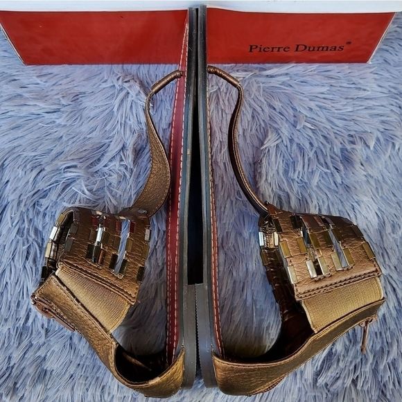 Pierre Dumas Scarpa Bronze Gladiator Flat Sandals - Picture 3 of 5